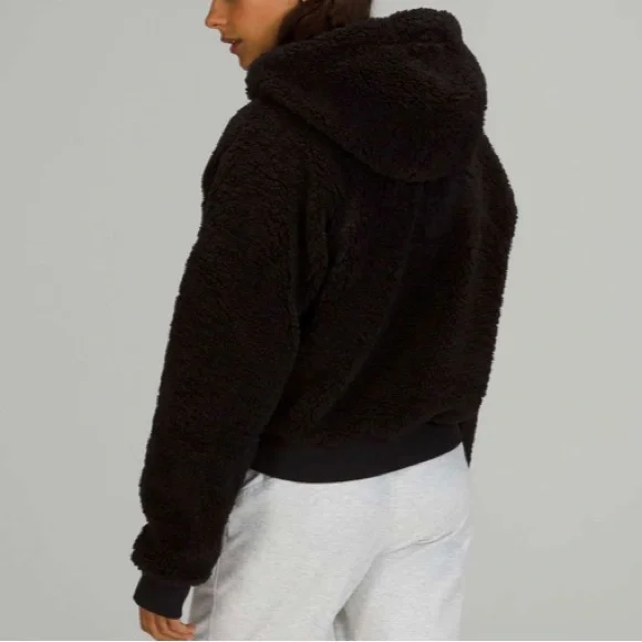lululemon Textured Fleece 1/2 Zip Black Size 10 NWT - Picture 4 of 7